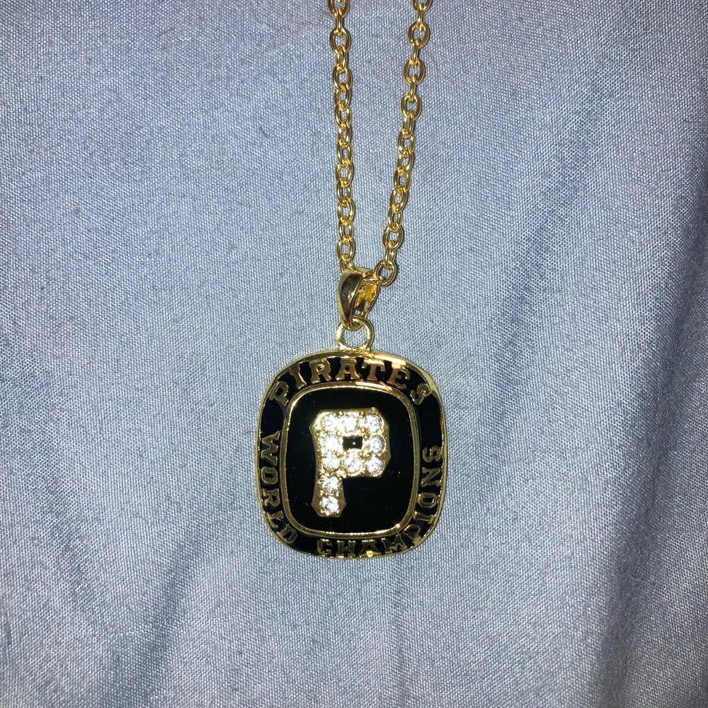 Pittsburgh pirates Gold-Tone Black Enamel Necklace